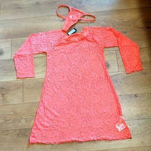 Splash Intimates corral lace dress and thong NWT